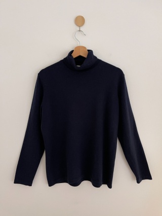 Granatowy golf 50% wełna, M /XL