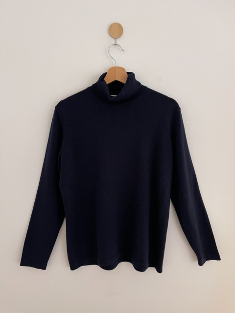 Granatowy golf 50% wełna, M /XL