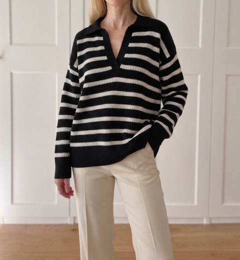 Sweter w paski H&M, 60% bawełna - L/XL