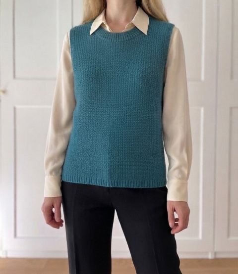 Kamizelka bezrękawnik HANDMADE, wełna - M/L