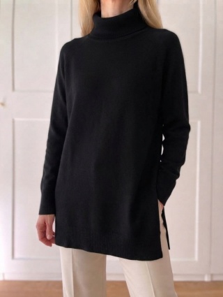 Długi sweter/tunika CUBUS, 100% wełna merino - M/L