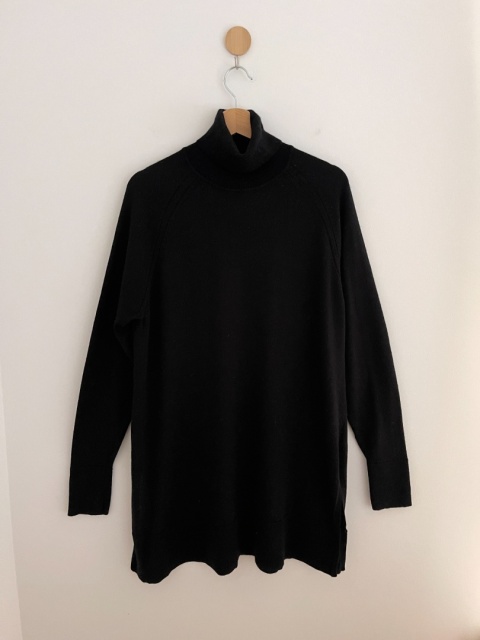 Długi sweter/tunika CUBUS, 100% wełna merino - M/L