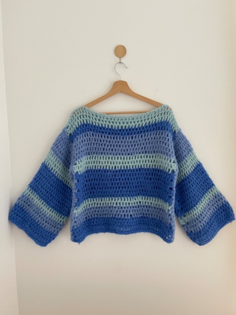 Miękki sweter handmade, 100% wełna - M/XL