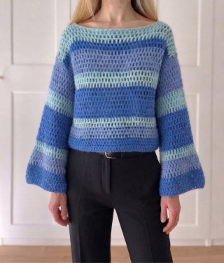 Miękki sweter handmade, 100% wełna - M/XL