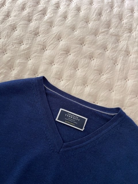 Sweter CHARLES TYRWHITT, 100% wełna merino - S/M unisex