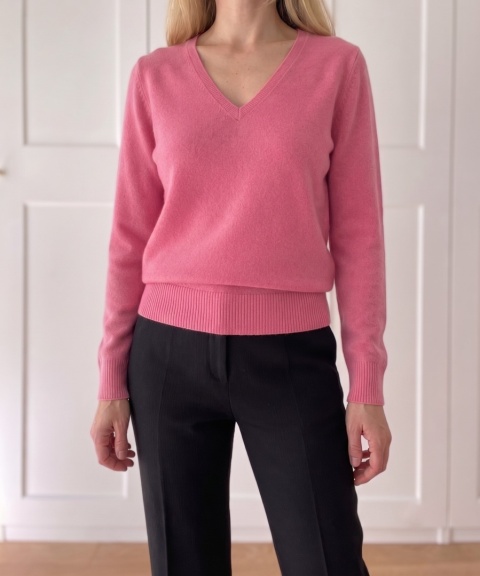 Rózowy sweter M&S, 100% wełna - M/L