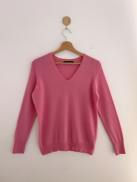 Rózowy sweter M&S, 100% wełna - M/L