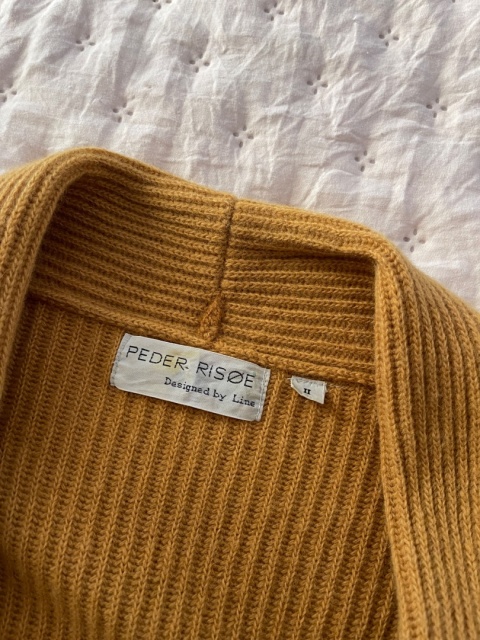 Musztardowy kardigan 70% wełna, 20% angora - XL/3XL