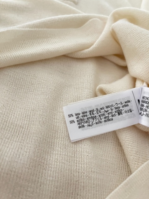 Kremowy longsleeve ZARA, 50% wełna - XL
