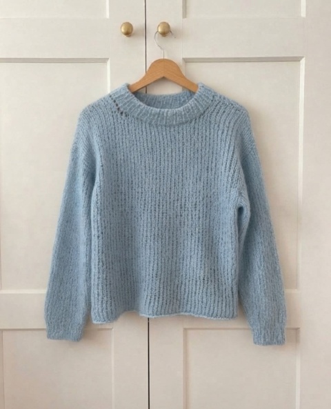 Turkusowy sweter handmade, 100% wełna - S