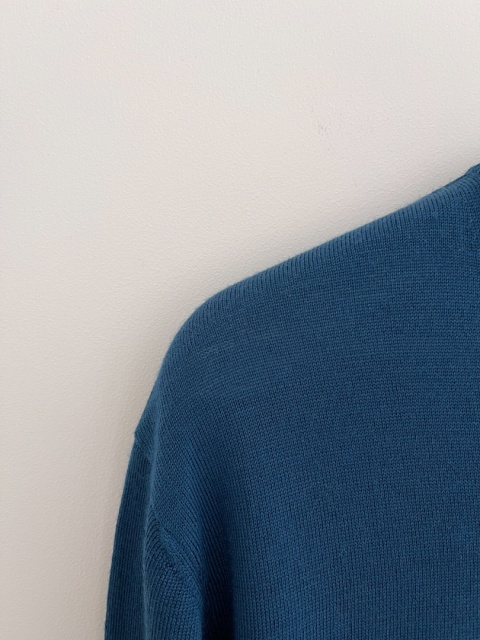 Niebieski sweter 100% wełna znak Woolmark, XL/XXL oversize unisex