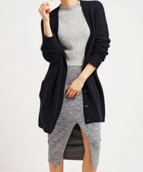 Kardigan IN WEAR, moher i wełna blend - XS/M